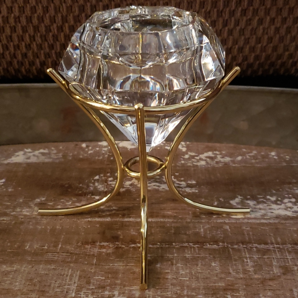 Party Lite diamond like brass stand tealite holder